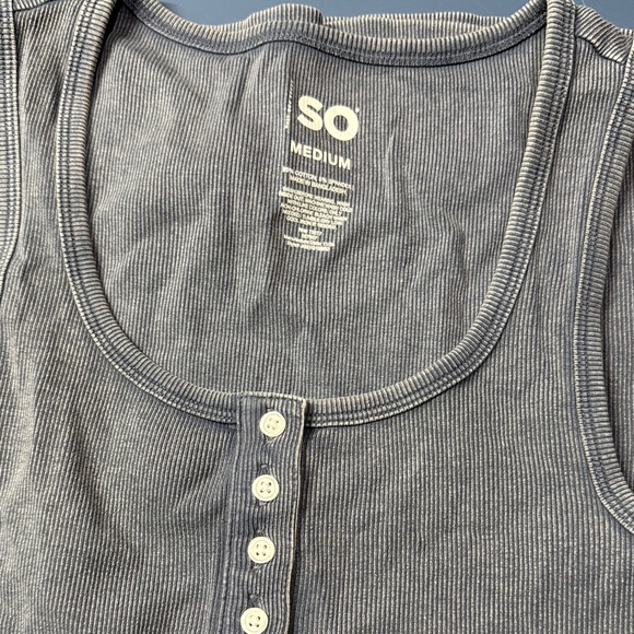 SO Light Blue Henley Tank Top - Picture 3 of 3